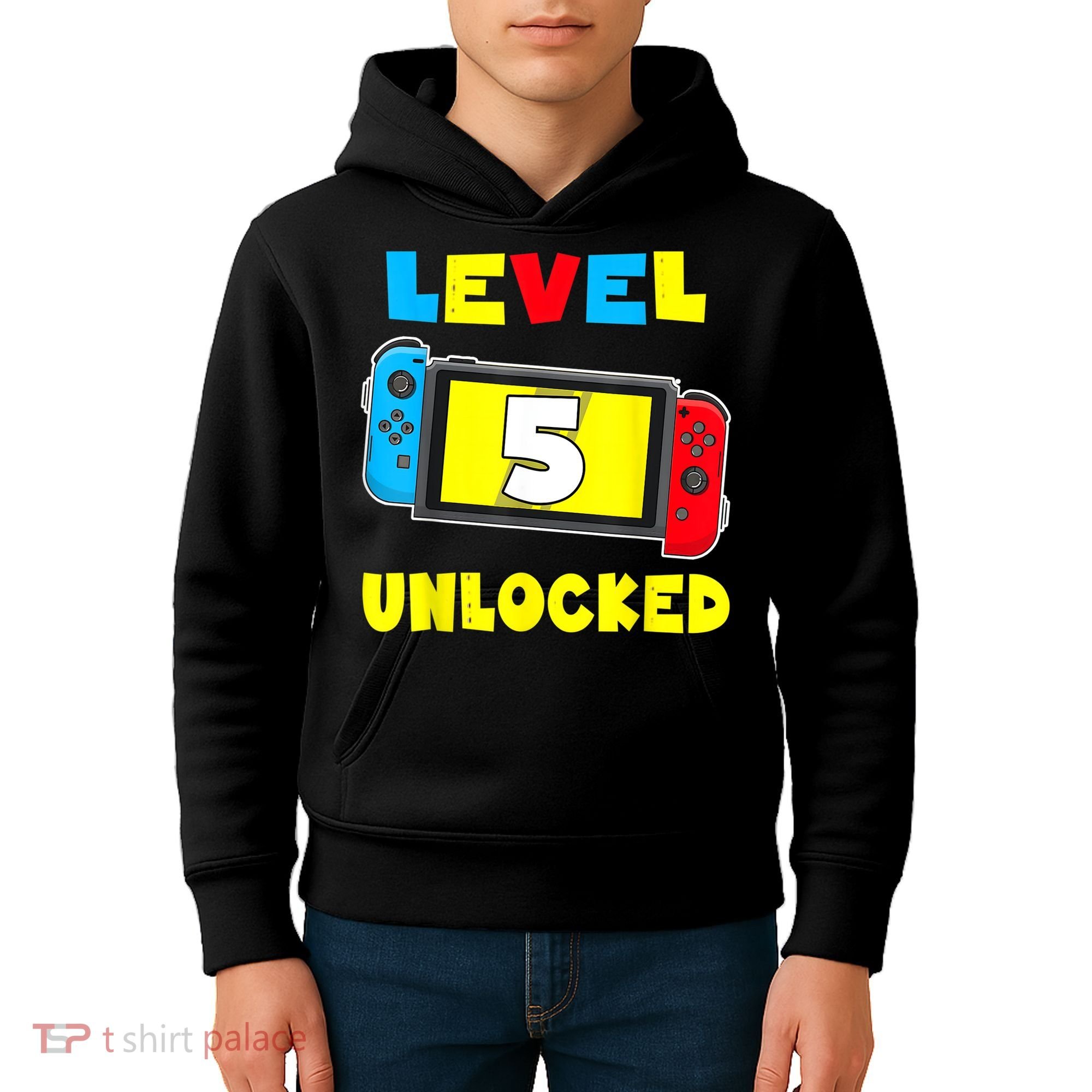 Level 5 Unlocked 5th Birthday Shirt Video Game 5 Year Old Kids Hoodie