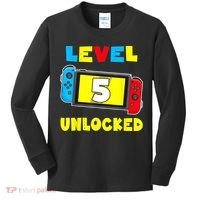 Level 5 Unlocked 5th Birthday Shirt Video Game 5 Year Old Kids Long Sleeve Shirt thumb 0