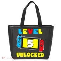 Level 5 Unlocked 5th Birthday Shirt Video Game 5 Year Old Tote Bag thumb 0