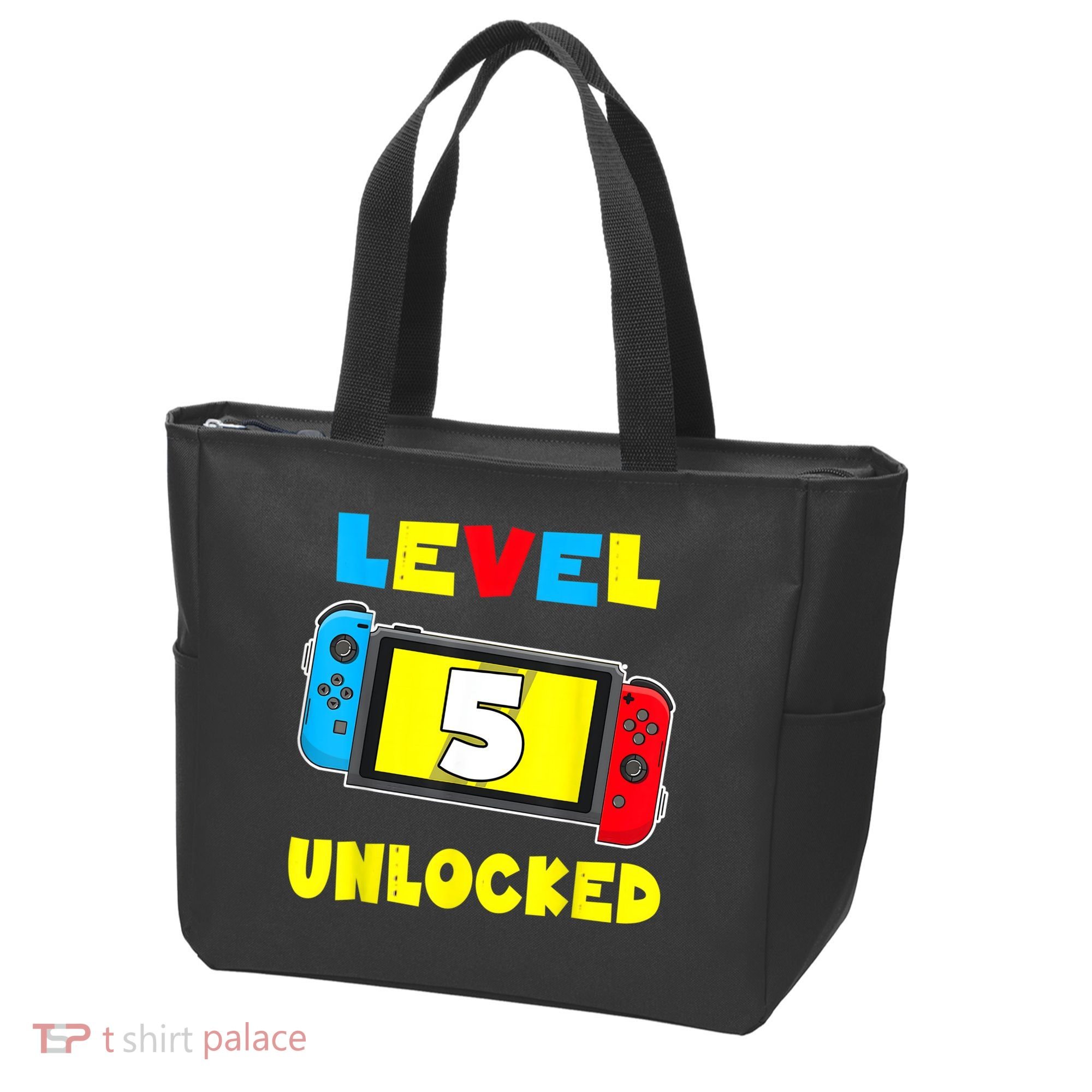 Level 5 Unlocked 5th Birthday Shirt Video Game 5 Year Old Tote Bag