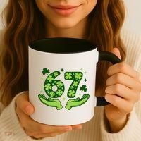 Lucky 67 Shamrock St Patrick’s Day 6-7 Meme Coffee Mug thumb 3