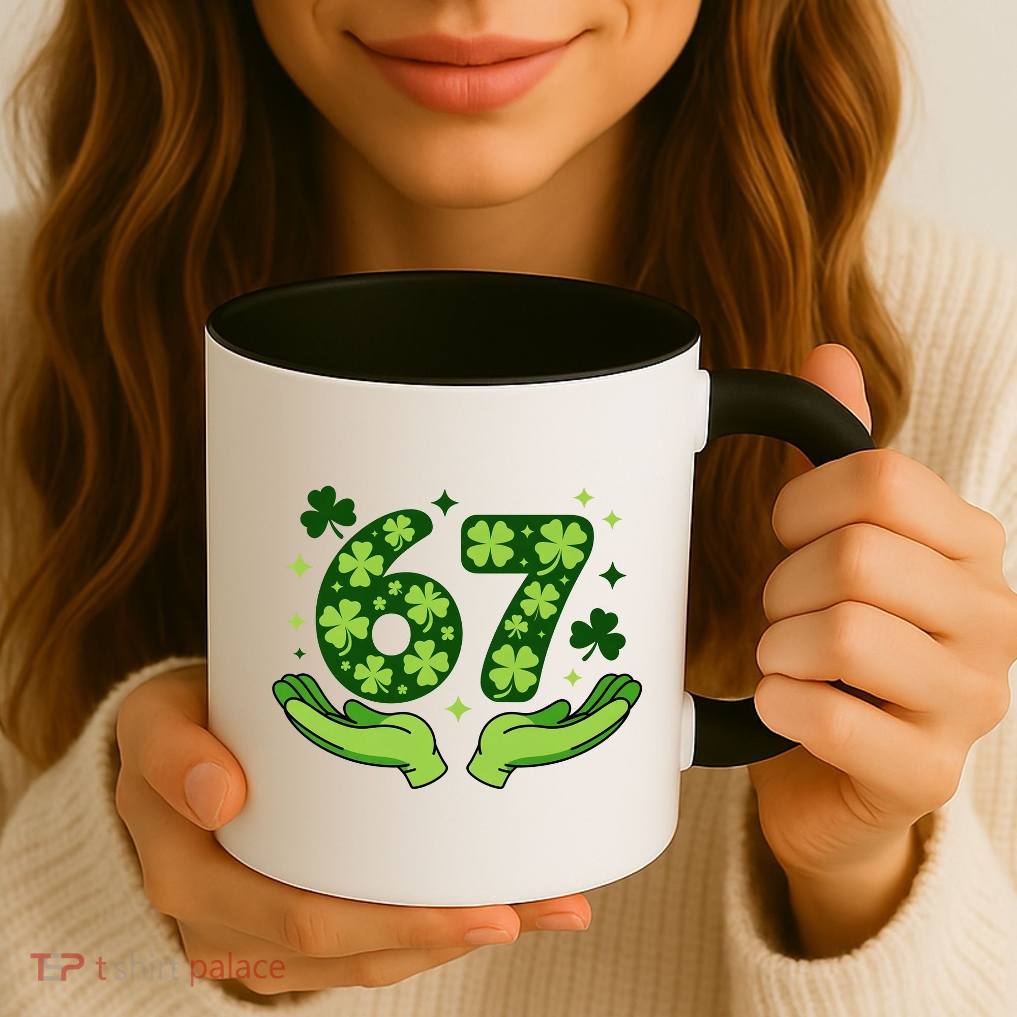 Lucky 67 Shamrock St Patrick’s Day 6-7 Meme Coffee Mug