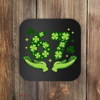 Lucky 67 Shamrock St Patrick’s Day 6-7 Meme Coaster
