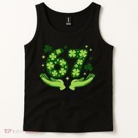 Lucky 67 Shamrock St Patrick’s Day 6-7 Meme Tank Top thumb 2