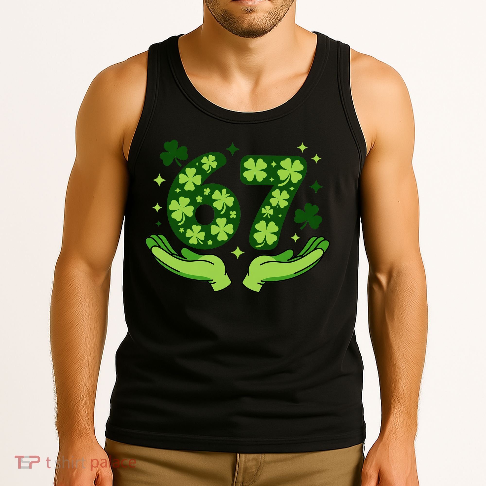 Lucky 67 Shamrock St Patrick’s Day 6-7 Meme Tank Top