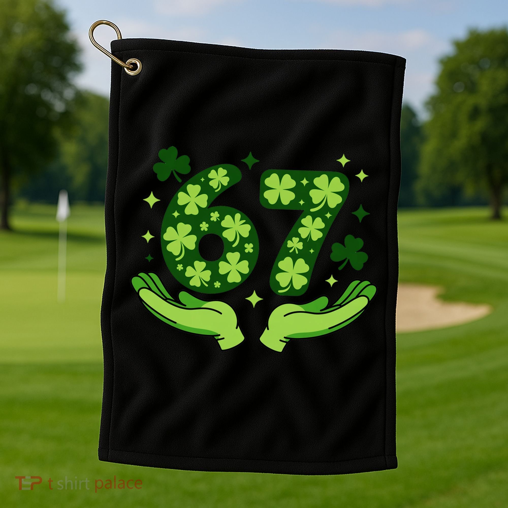 Lucky 67 Shamrock St Patrick’s Day 6-7 Meme Golf Towel