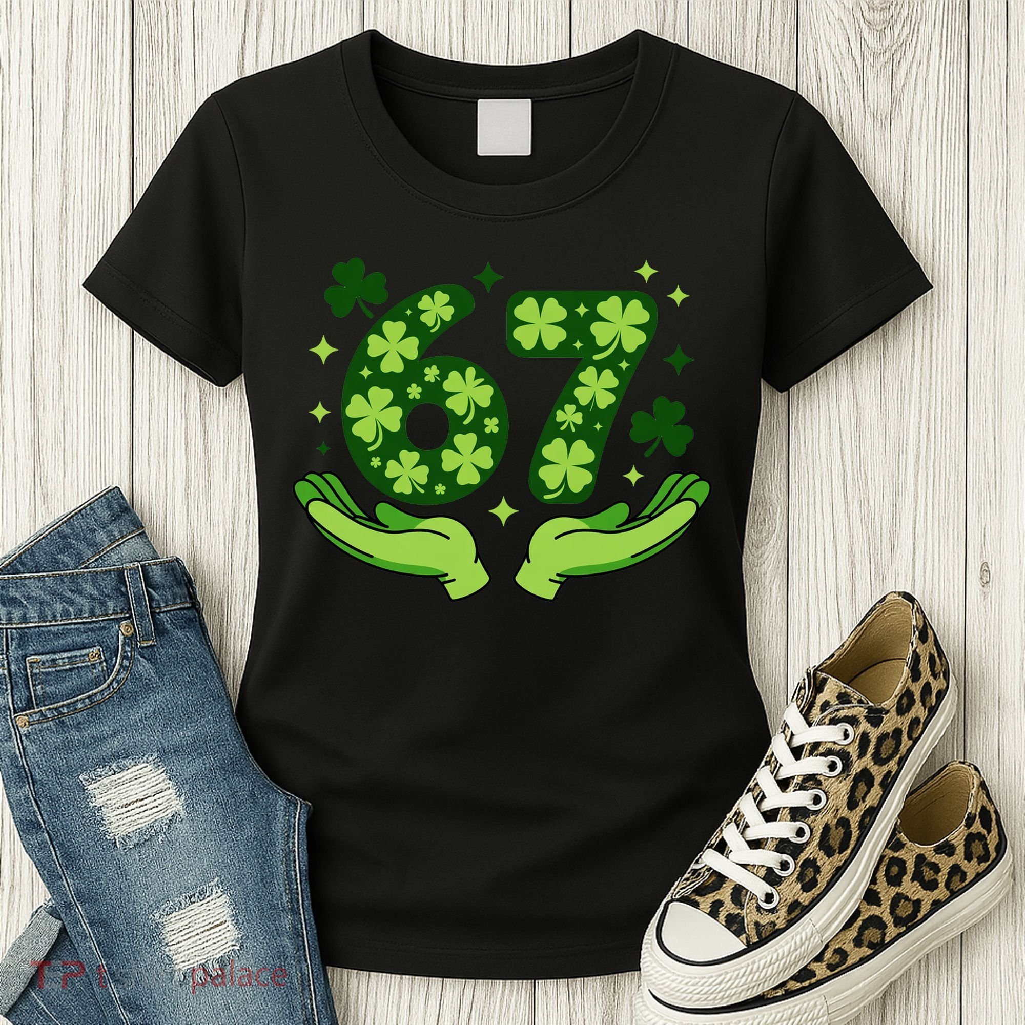 Lucky 67 Shamrock St Patrick’s Day 6-7 Meme Women's T-Shirt