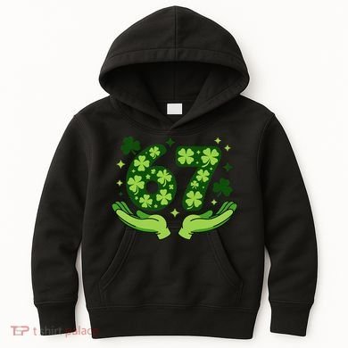 Lucky 67 Shamrock St Patrick’s Day 6-7 Meme Kids Hoodie