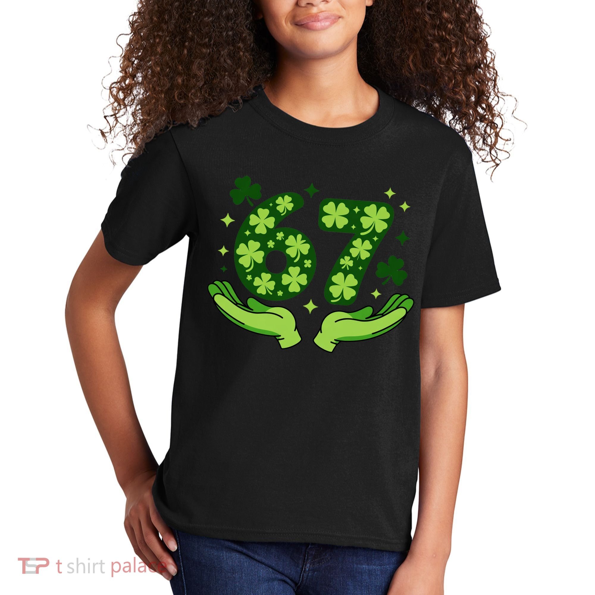 Lucky 67 Shamrock St Patrick’s Day 6-7 Meme Kids T-Shirt