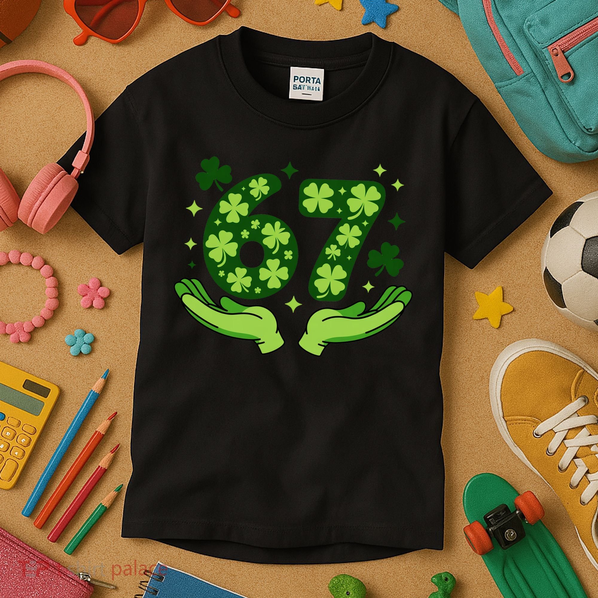 Lucky 67 Shamrock St Patrick’s Day 6-7 Meme Kids T-Shirt