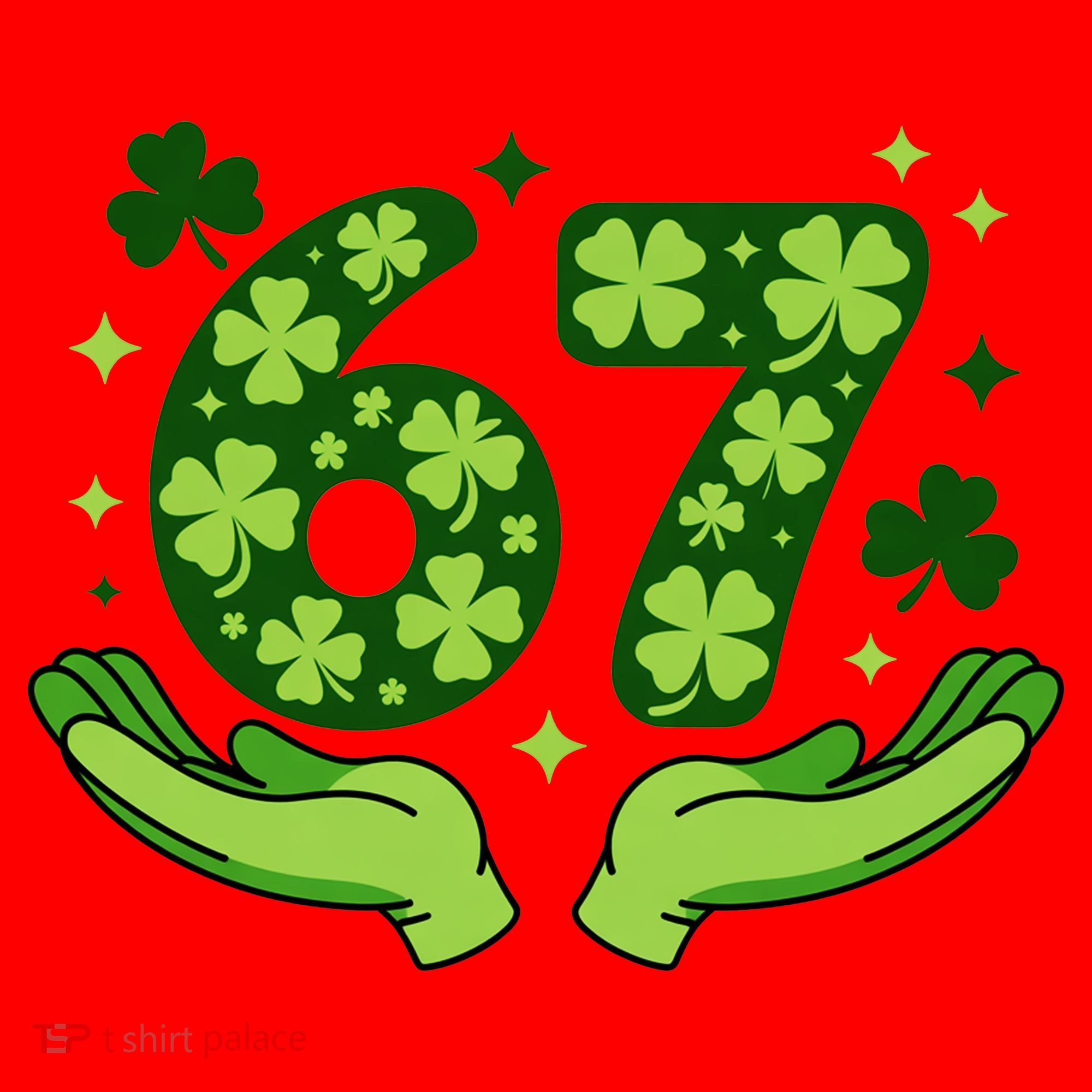 Lucky 67 Shamrock St Patrick’s Day 6-7 Meme Santa Hat