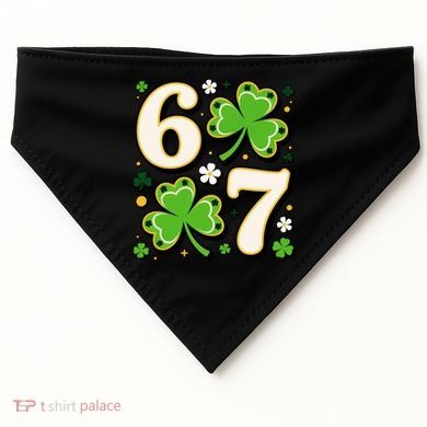 Lucky 67 Shamrock Six Seven 6-7 Meme USA-Made Doggie Bandana