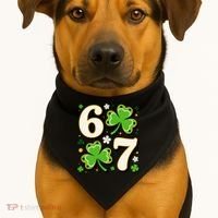 Lucky 67 Shamrock Six Seven 6-7 Meme USA-Made Doggie Bandana thumb 1