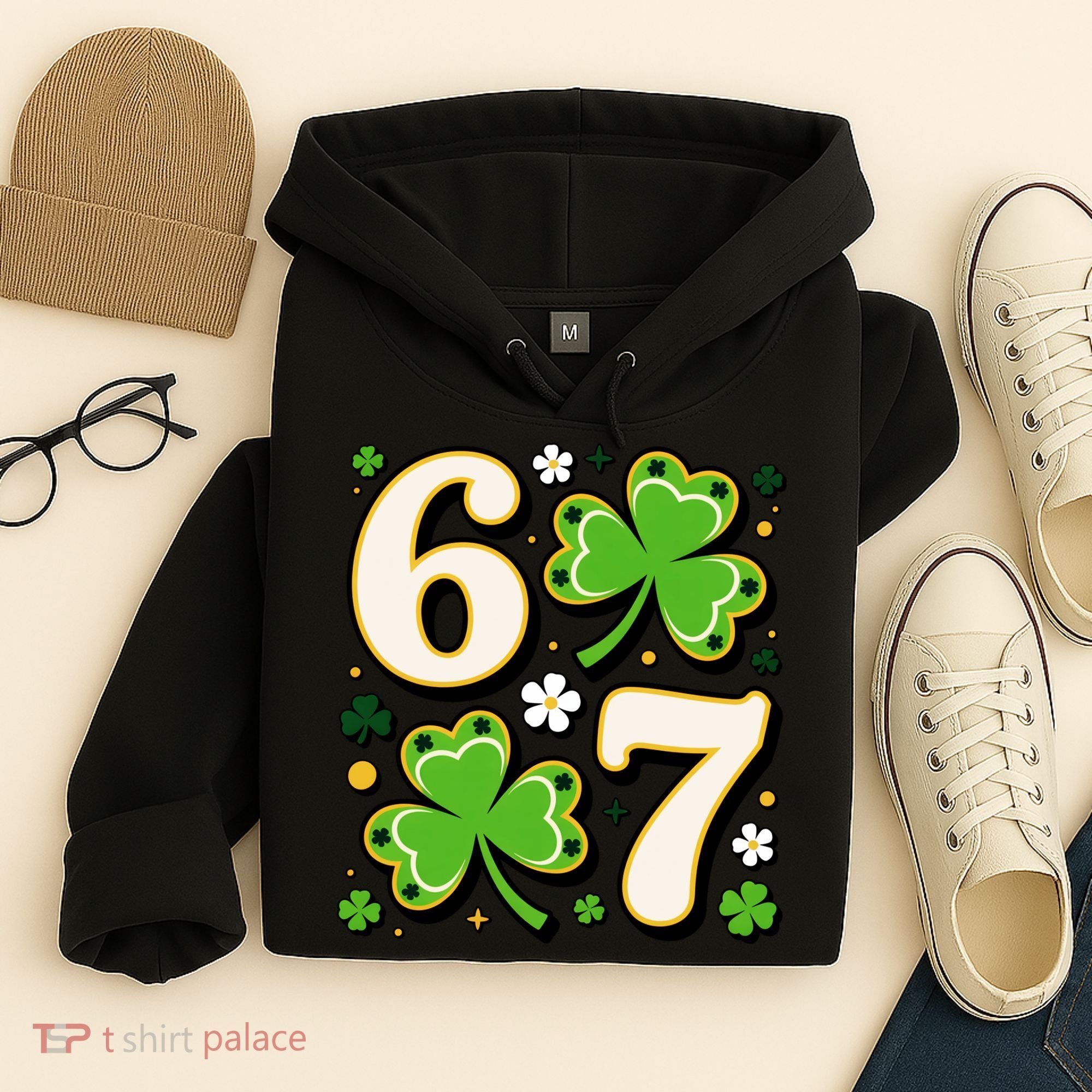 Lucky 67 Shamrock Six Seven 6-7 Meme Hoodie
