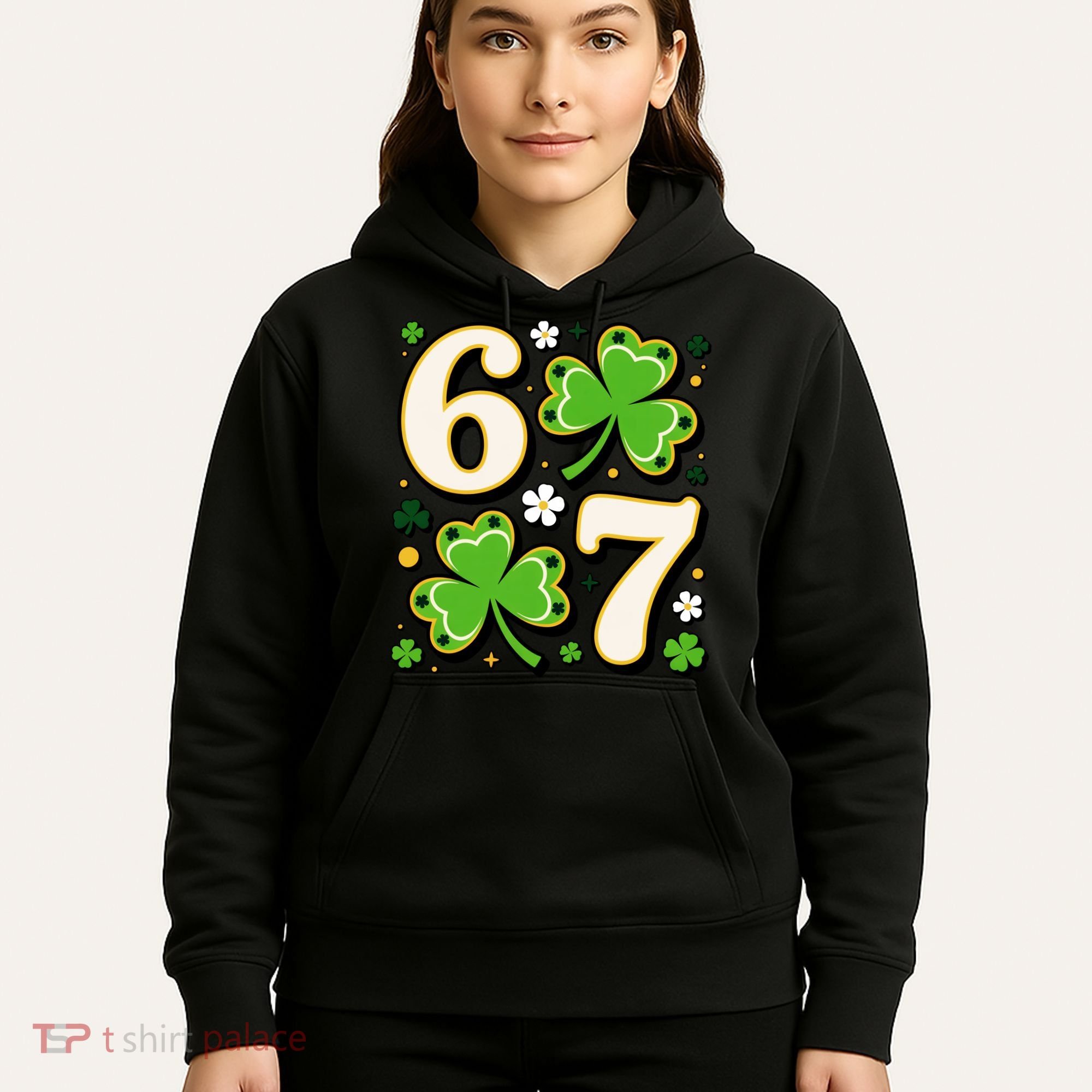 Lucky 67 Shamrock Six Seven 6-7 Meme Hoodie