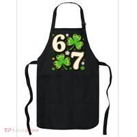 Lucky 67 Shamrock Six Seven 6-7 Meme Apron thumb 0