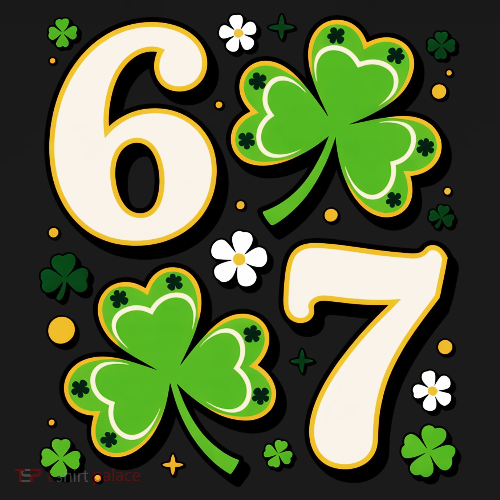 Lucky 67 Shamrock Six Seven 6-7 Meme Apron