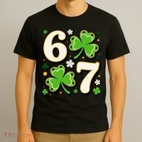 Lucky 67 Shamrock Six Seven 6-7 Meme T-Shirt thumb 3