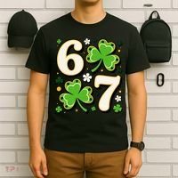 Lucky 67 Shamrock Six Seven 6-7 Meme T-Shirt thumb 6