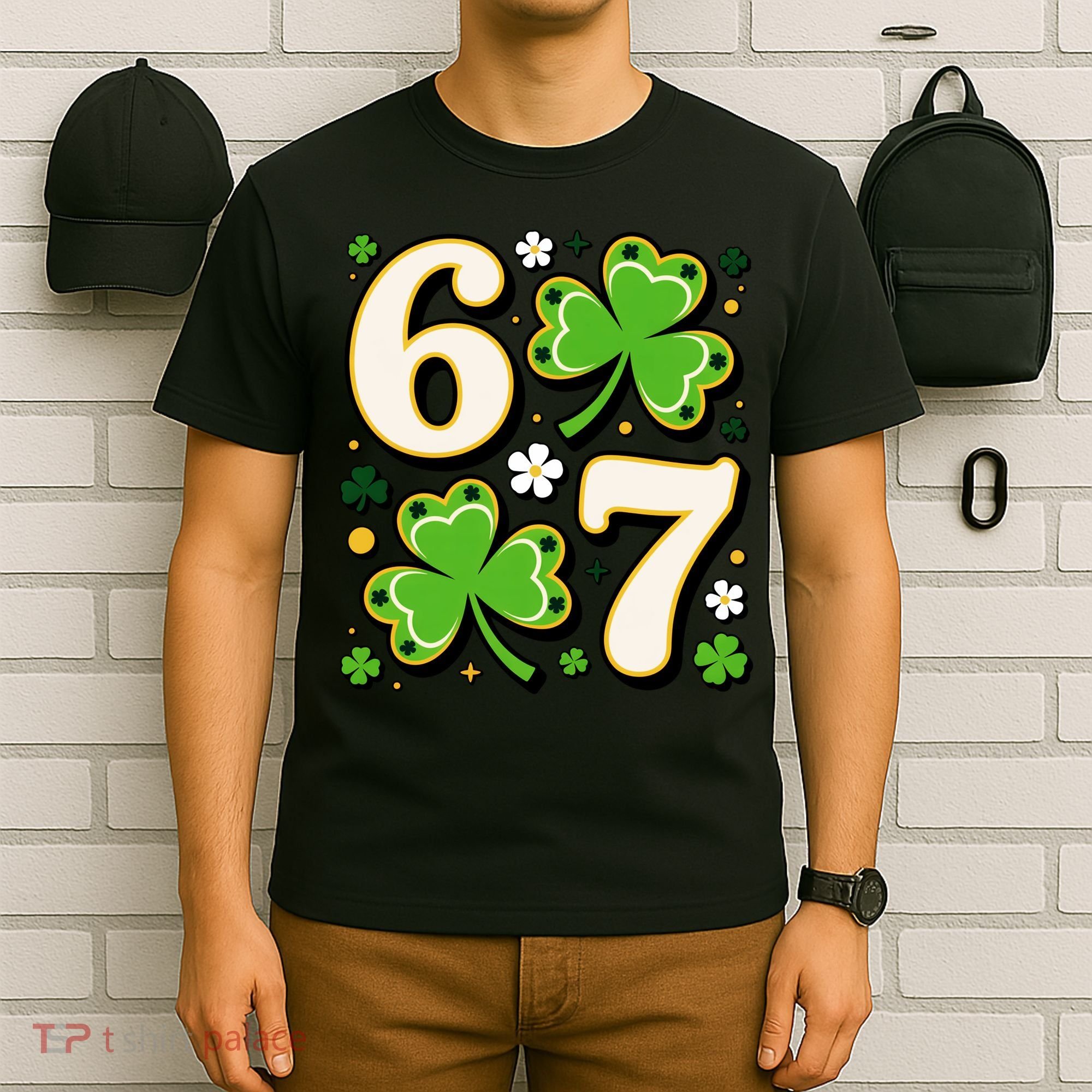 Lucky 67 Shamrock Six Seven 6-7 Meme T-Shirt
