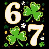 Lucky 67 Shamrock Six Seven 6-7 Meme Button thumb 1
