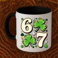 Lucky 67 Shamrock Six Seven 6-7 Meme Coffee Mug thumb 2