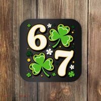 Lucky 67 Shamrock Six Seven 6-7 Meme Coaster thumb 0