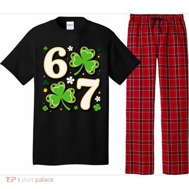 Lucky 67 Shamrock Six Seven 6-7 Meme Pajama Set