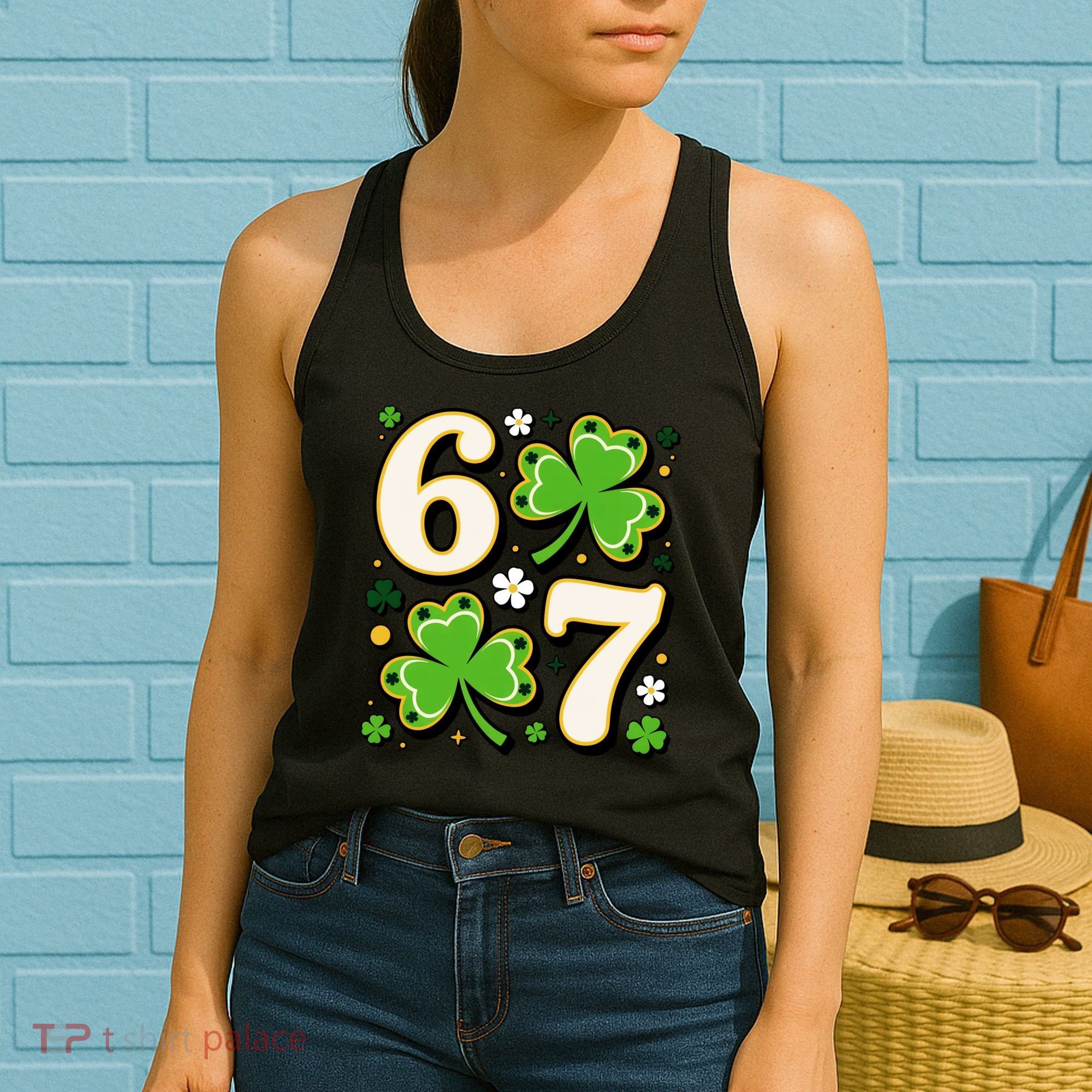 Lucky 67 Shamrock Six Seven 6-7 Meme Women's Tank Top