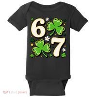 Lucky 67 Shamrock Six Seven 6-7 Meme Baby Bodysuit thumb 0