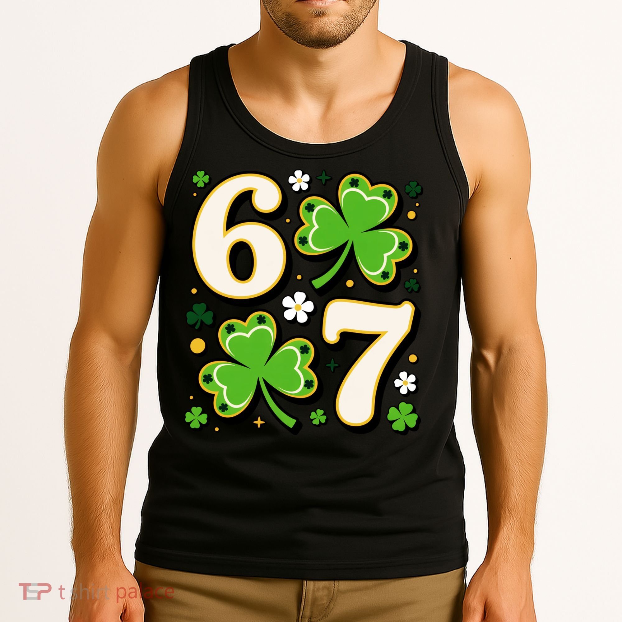 Lucky 67 Shamrock Six Seven 6-7 Meme Tank Top