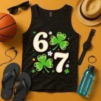 Lucky 67 Shamrock Six Seven 6-7 Meme Tank Top thumb 4