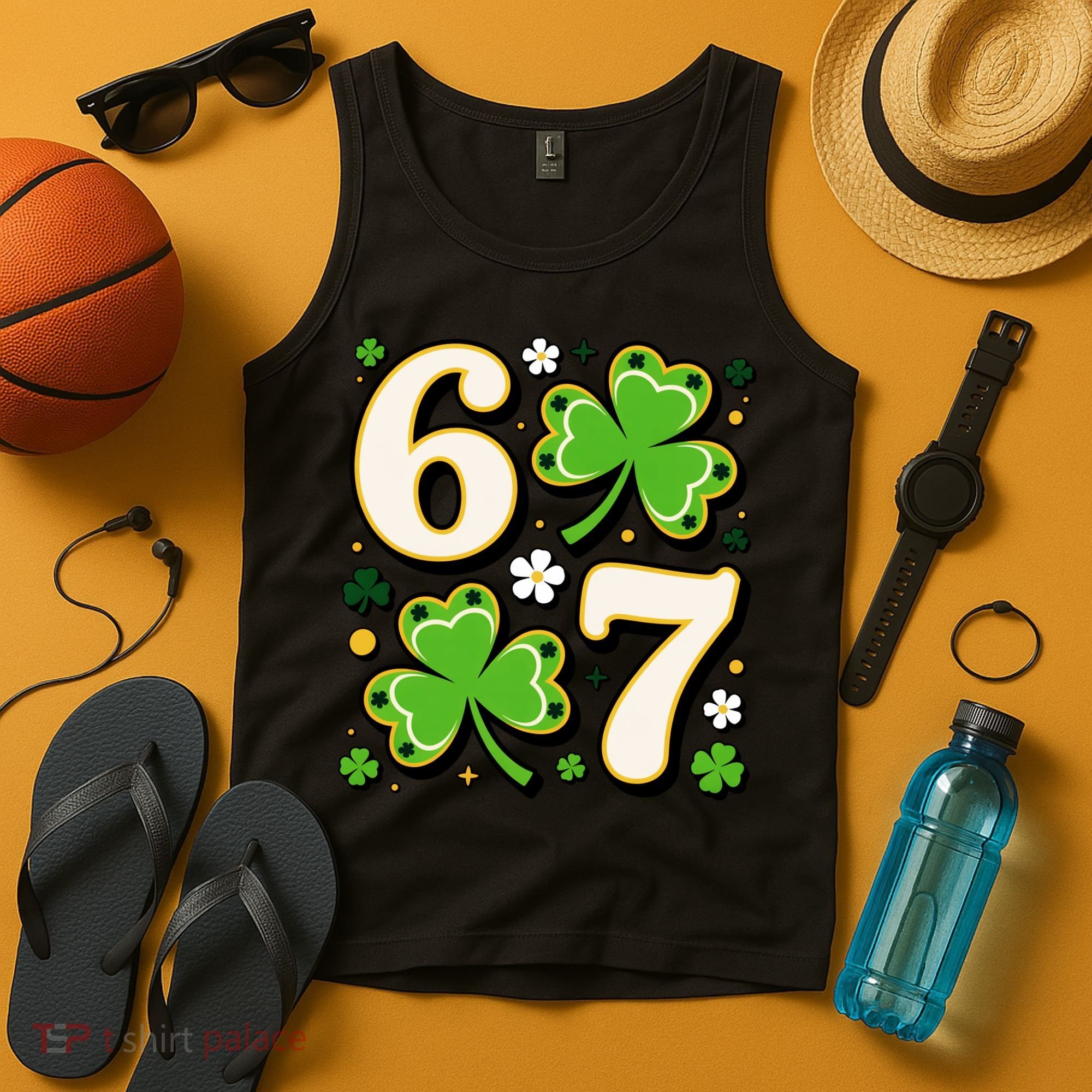 Lucky 67 Shamrock Six Seven 6-7 Meme Tank Top