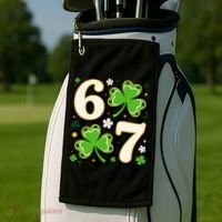 Lucky 67 Shamrock Six Seven 6-7 Meme Golf Towel thumb 2