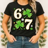 Lucky 67 Shamrock Six Seven 6-7 Meme Women's T-Shirt thumb 2