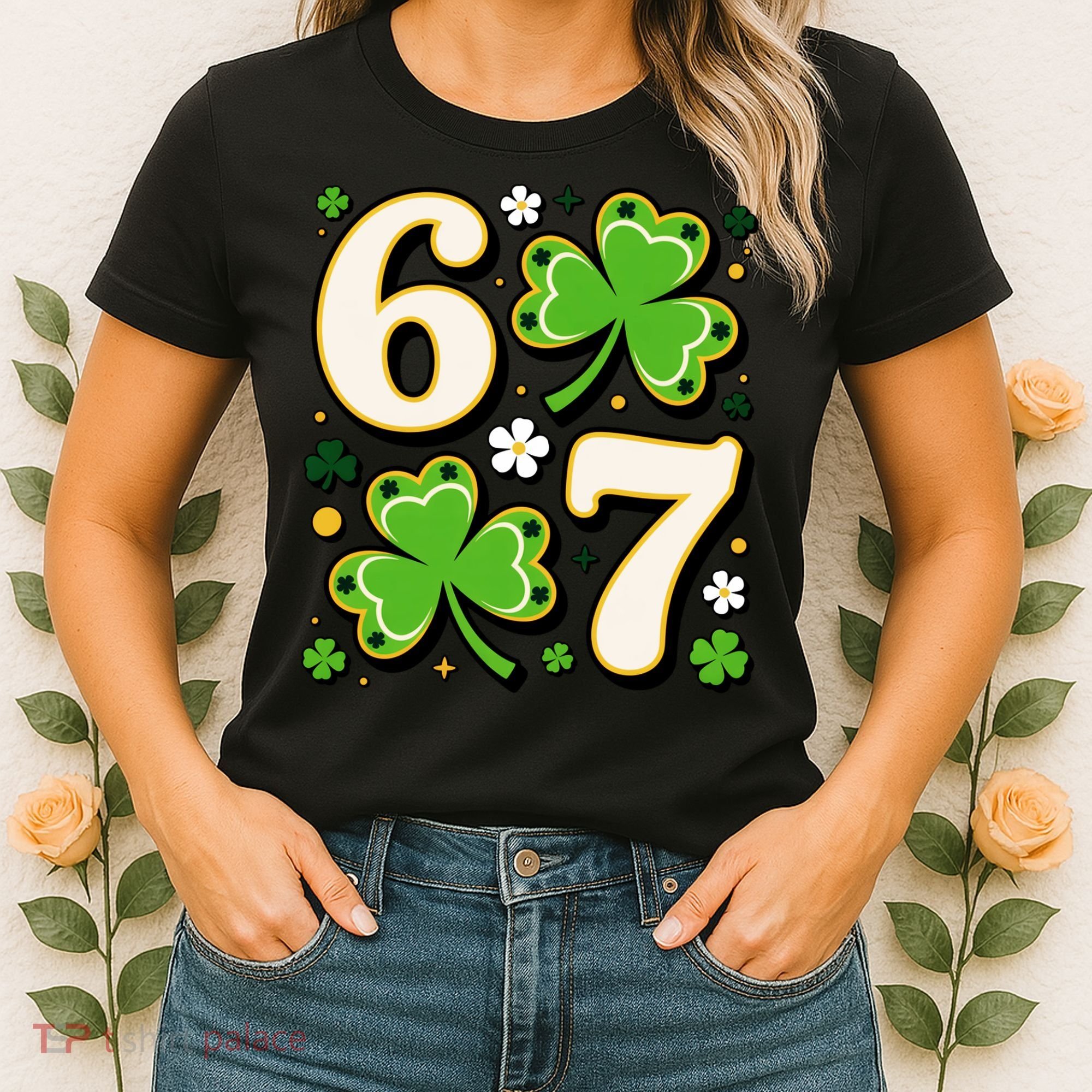 Lucky 67 Shamrock Six Seven 6-7 Meme Women's T-Shirt