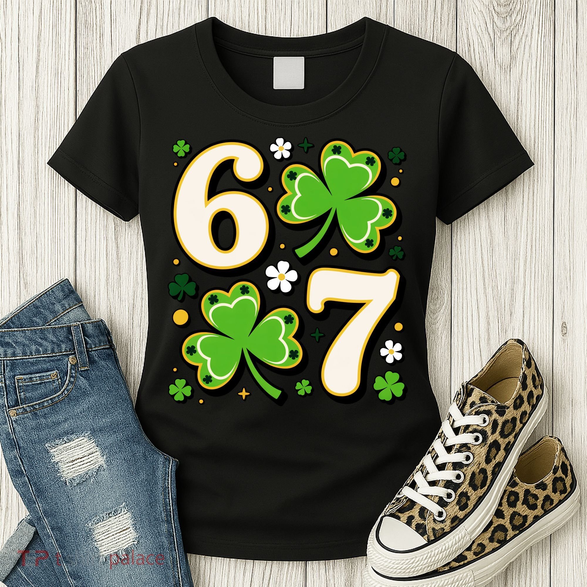 Lucky 67 Shamrock Six Seven 6-7 Meme Women's T-Shirt