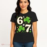 Lucky 67 Shamrock Six Seven 6-7 Meme Women's T-Shirt thumb 4