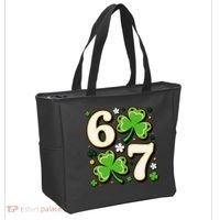 Lucky 67 Shamrock Six Seven 6-7 Meme Tote Bag thumb 2