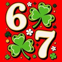 Lucky 67 Shamrock Six Seven 6-7 Meme Santa Hat thumb 1