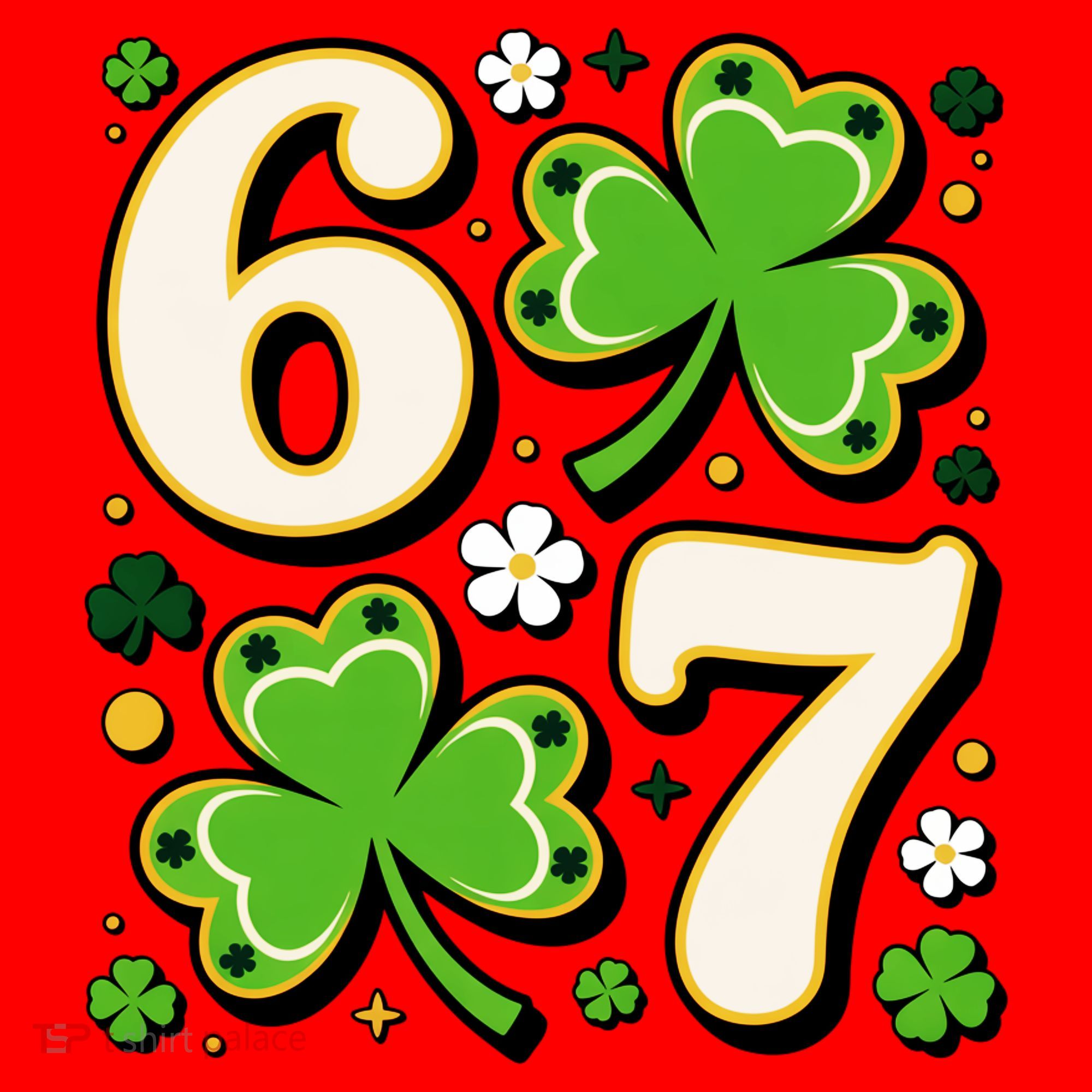 Lucky 67 Shamrock Six Seven 6-7 Meme Santa Hat