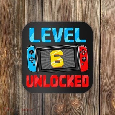 Level 6 Unlocked Gamer 6th Birthday Gift Video Game Coaster