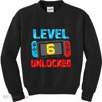 Level 6 Unlocked Gamer 6th Birthday Gift Video Game Kids Sweatshirt thumb 0