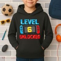 Level 6 Unlocked Gamer 6th Birthday Gift Video Game Kids Hoodie thumb 2