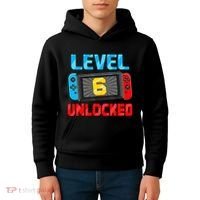 Level 6 Unlocked Gamer 6th Birthday Gift Video Game Kids Hoodie thumb 4
