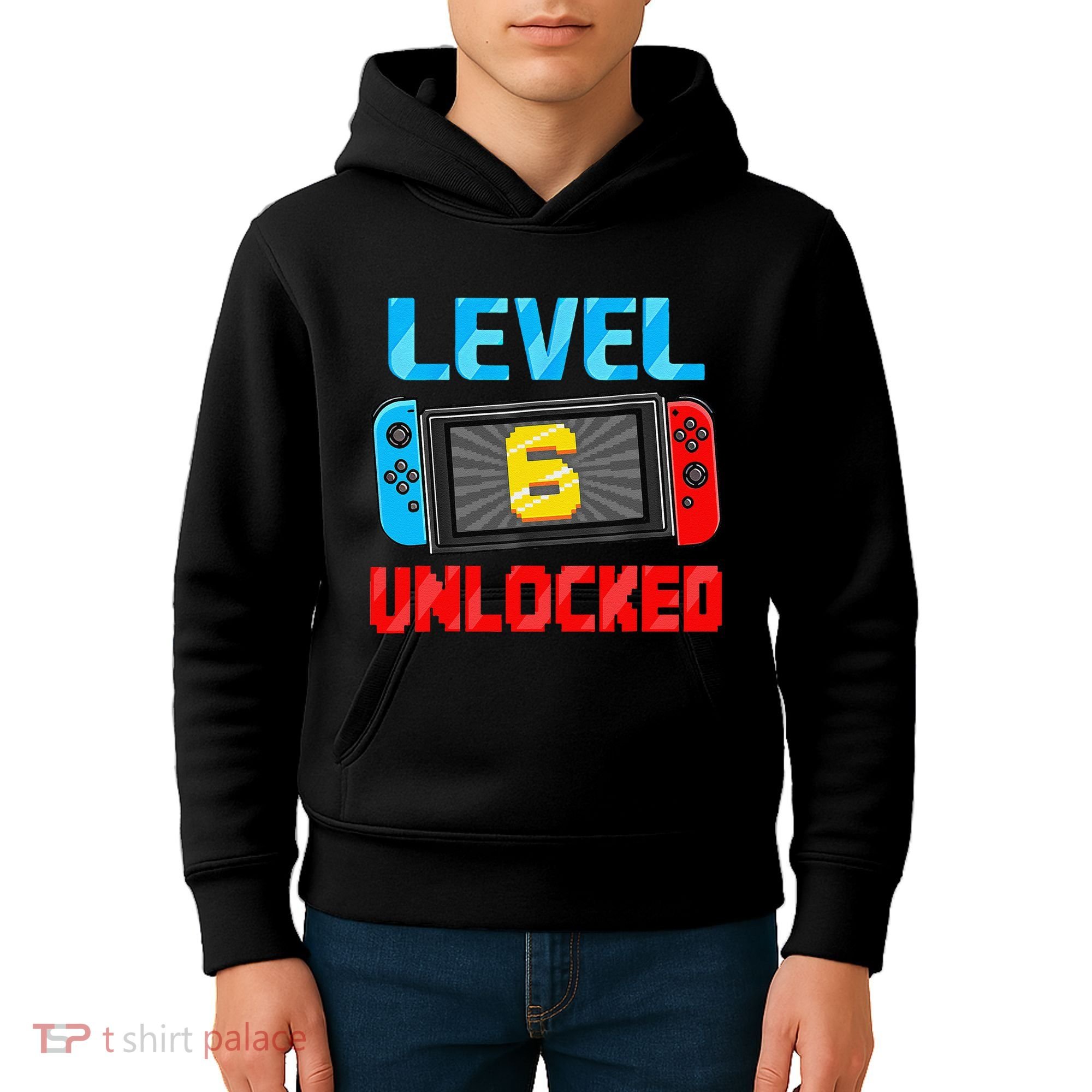 Level 6 Unlocked Gamer 6th Birthday Gift Video Game Kids Hoodie
