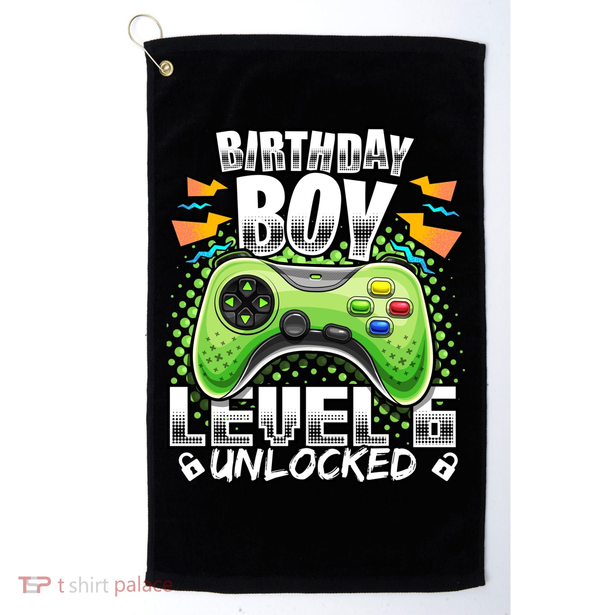 Level 6 Unlocked Video Game 6th Birthday Gamer Gift Boys Gift Golf Towel