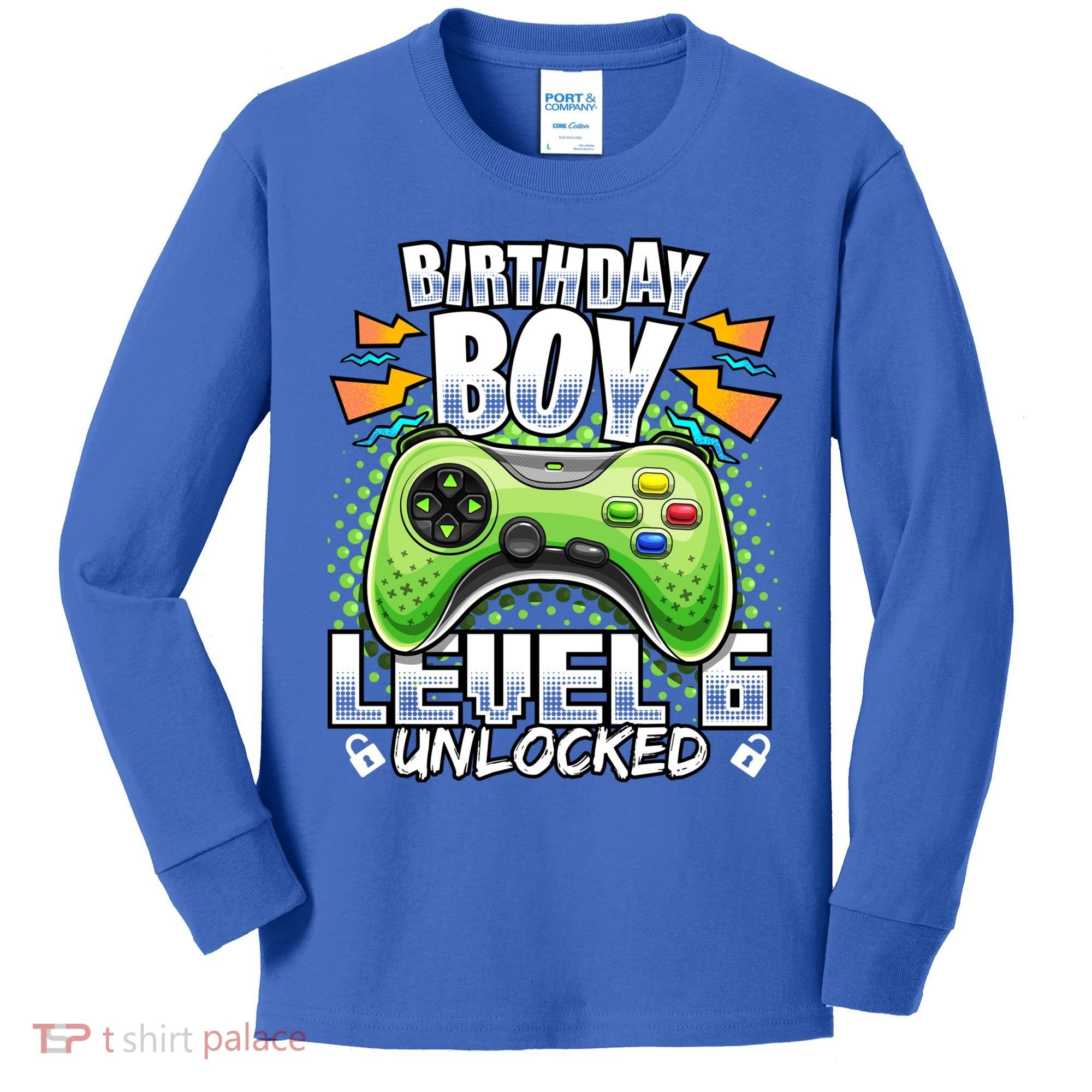 Level 6 Unlocked Video Game 6th Birthday Gamer Gift Boys Gift Kids Long Sleeve Shirt