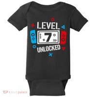 Level 7 Unlocked Birthday, 7th Birthday Boy Gamer, 7 Years Old Gamer Baby Bodysuit thumb 0