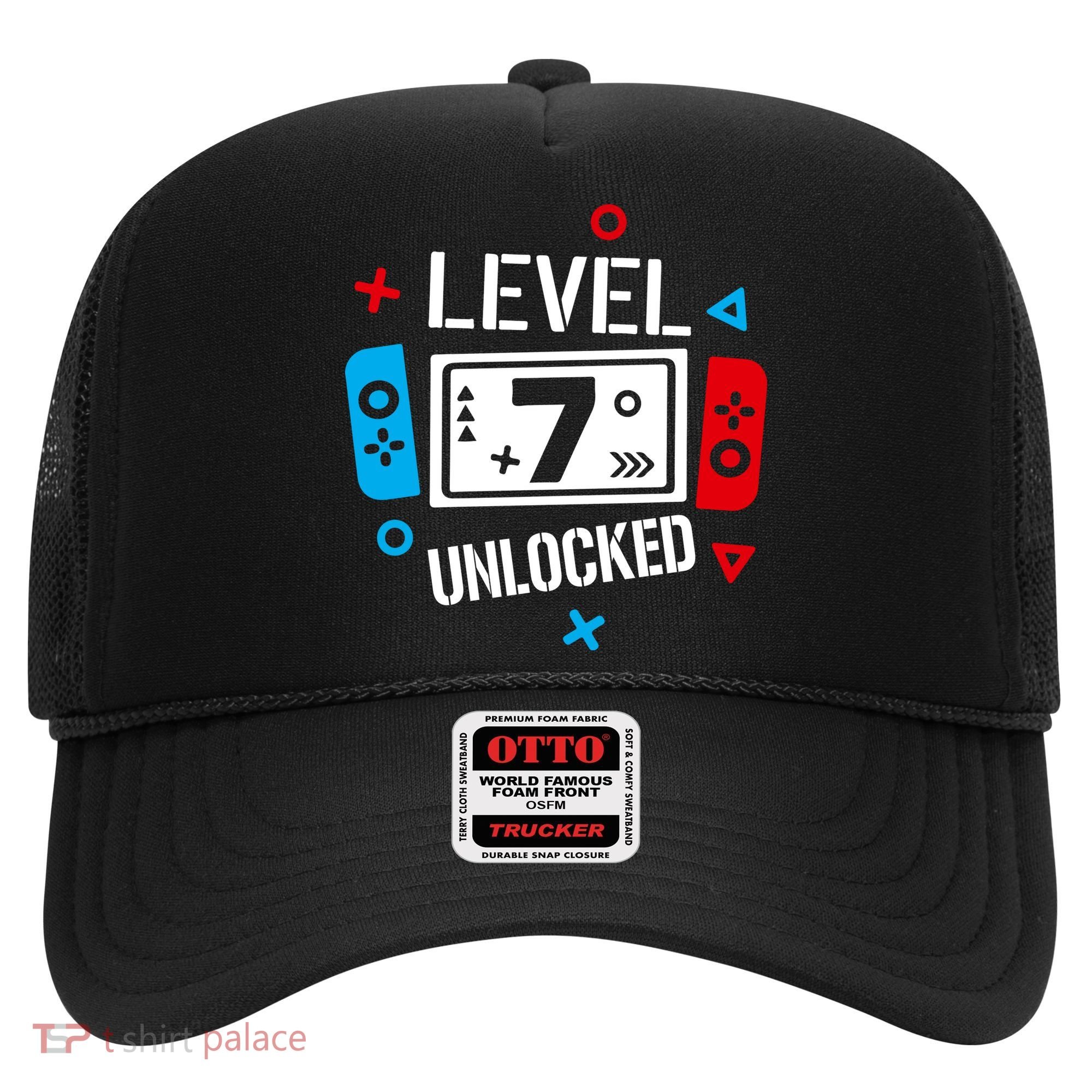 Level 7 Unlocked Birthday, 7th Birthday Boy Gamer, 7 Years Old Gamer Hat